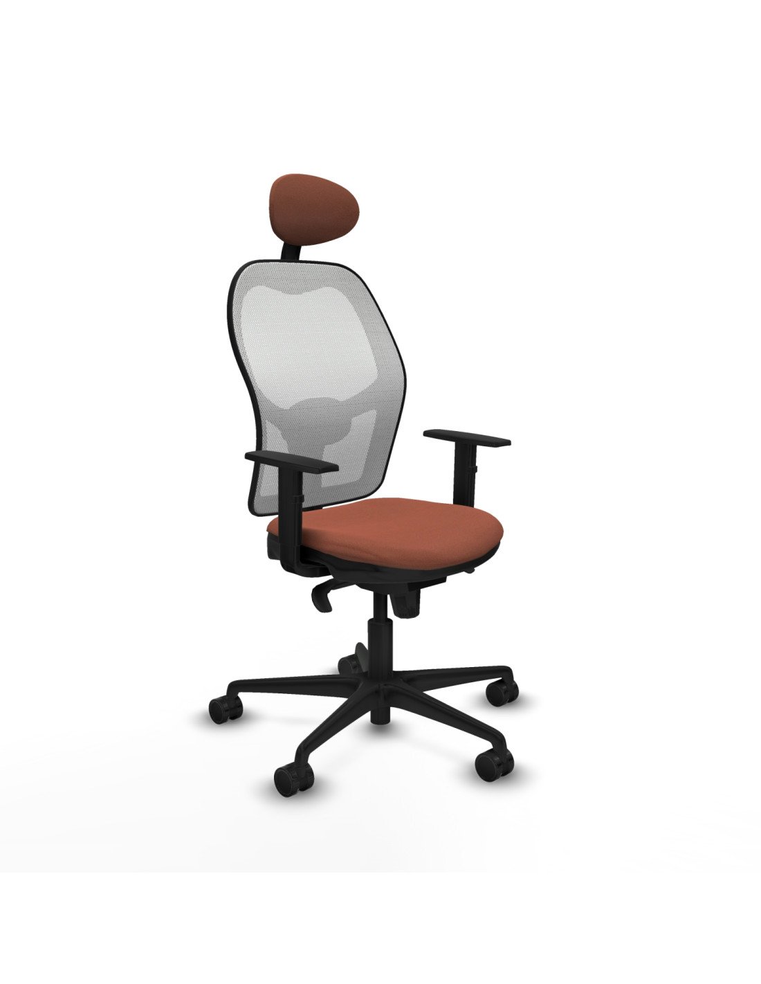 Piqueras y Crespo Jorquera sincro malla blanca bali marr?n brazos 1D base nailon cabecero fijo ruedas 65mm nailon