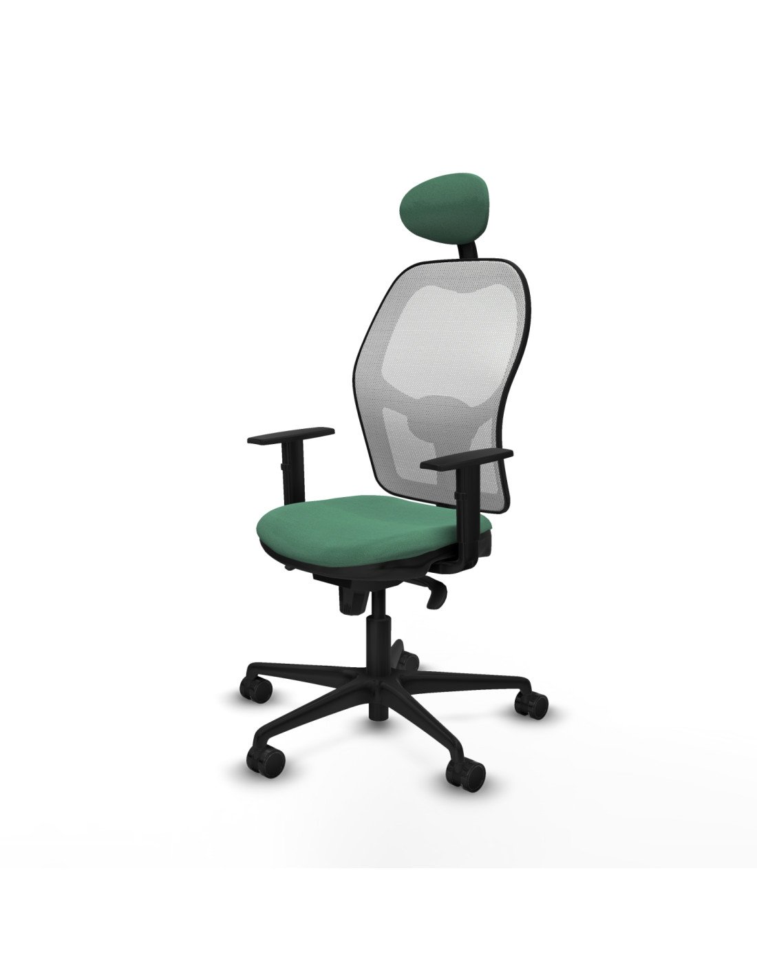 Piqueras y Crespo Jorquera sincro malla blanca bali verde esmeralda brazos 1D base nailon cabecero fijo ruedas 65mm nailon