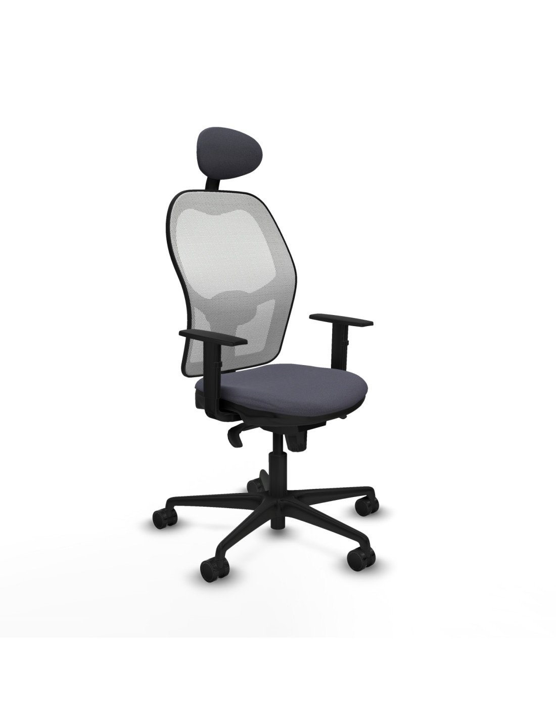 Piqueras y Crespo Jorquera sincro malla blanca bali gris oscuro brazos 1D base nailon cabecero fijo ruedas 65mm nailon