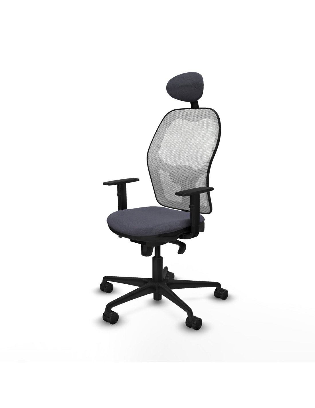 Piqueras y Crespo Jorquera sincro malla blanca bali gris oscuro brazos 1D base nailon cabecero fijo ruedas 65mm nailon