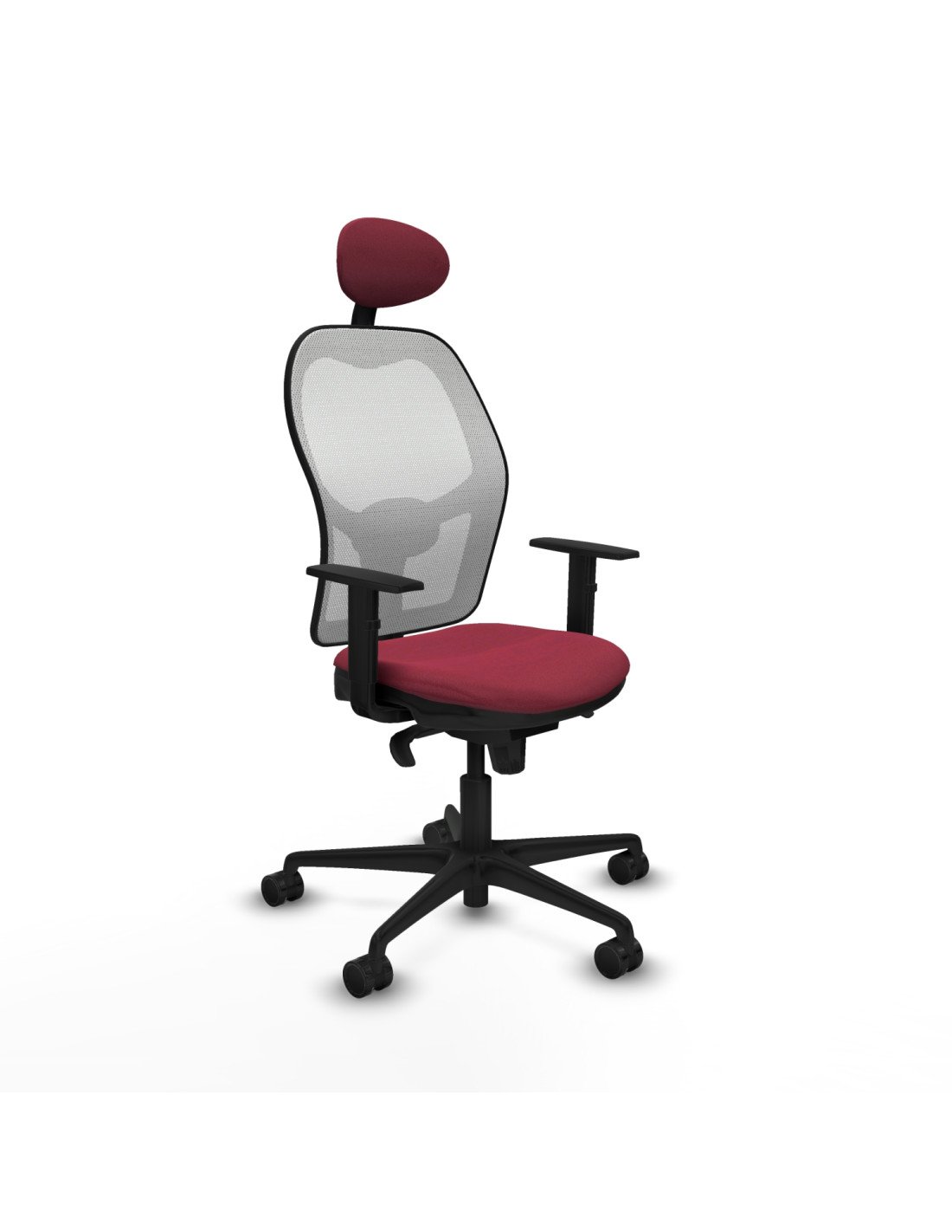 Piqueras y Crespo Jorquera sincro malla blanca bali granate brazos 1D base nailon cabecero fijo ruedas 65mm nailon