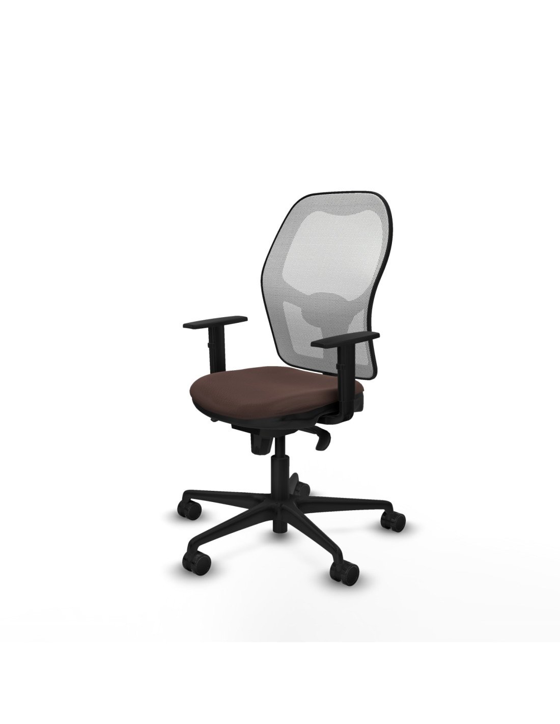 Piqueras y Crespo Jorquera sincro malla blanca similpiel marr?n oscuro brazos 1D base nailon  ruedas 65mm nailon