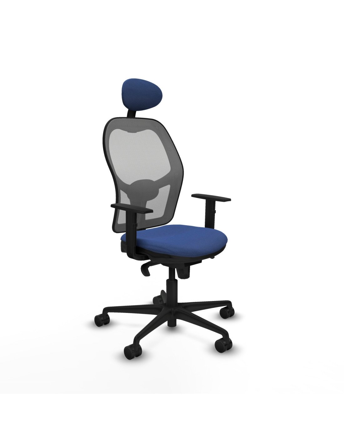 Piqueras y Crespo Jorquera sincro malla gris bali azul marino brazos 1D base nailon cabecero fijo ruedas 65mm nailon