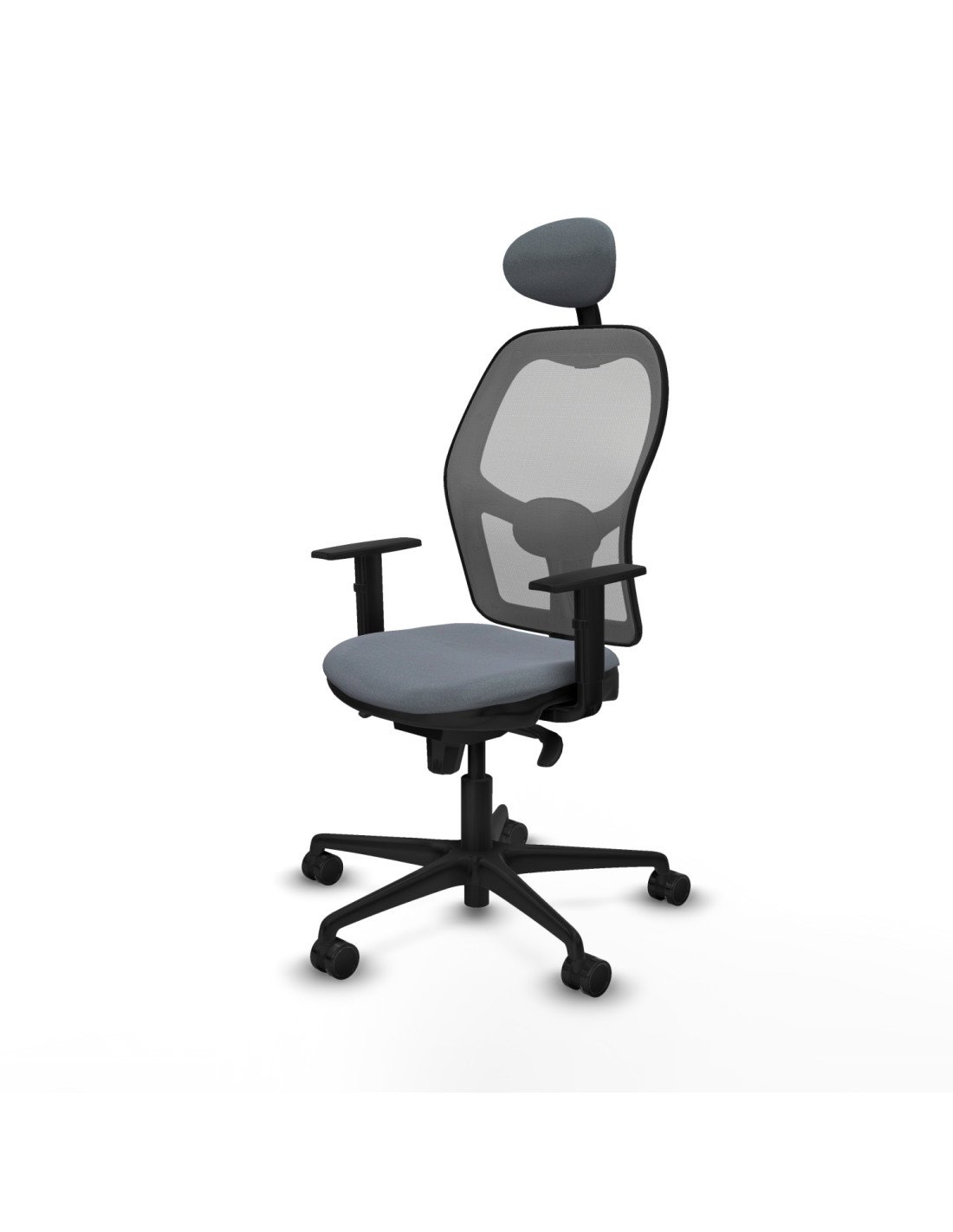 Piqueras y Crespo Jorquera sincro malla gris bali gris brazos 1D base nailon cabecero fijo ruedas 65mm nailon