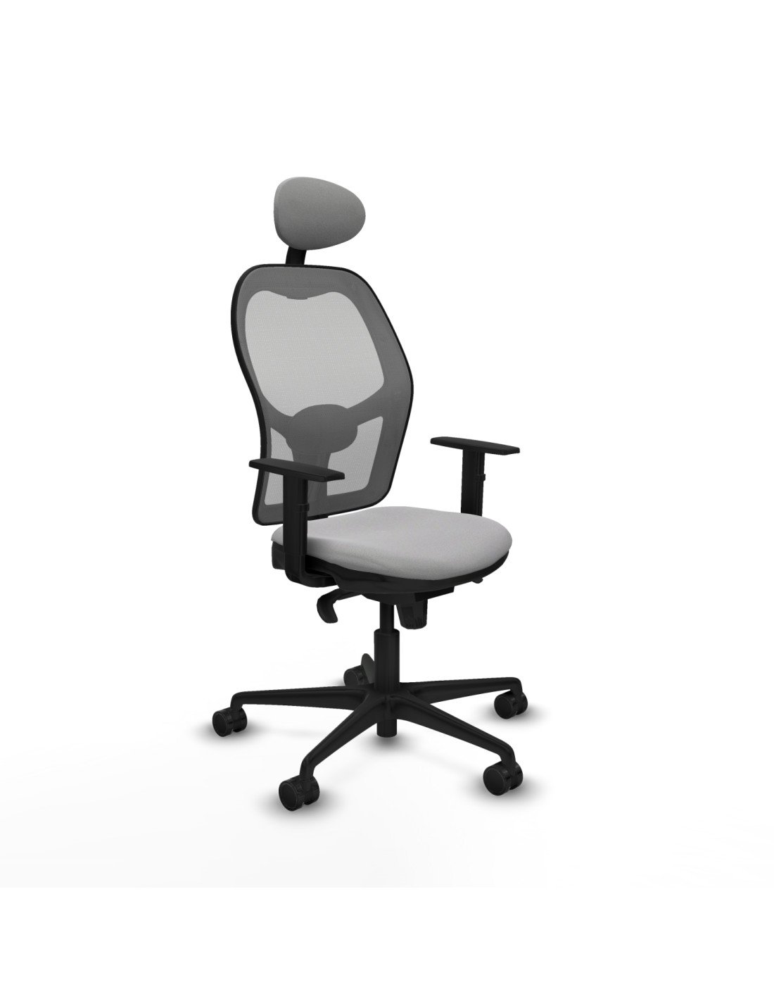 Piqueras y Crespo Jorquera sincro malla gris bali gris claro brazos 1D base nailon cabecero fijo ruedas 65mm nailon