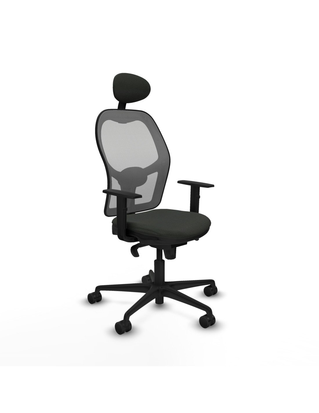 Piqueras y Crespo Jorquera sincro malla gris bali negro brazos 1D base nailon cabecero fijo ruedas 65mm nailon