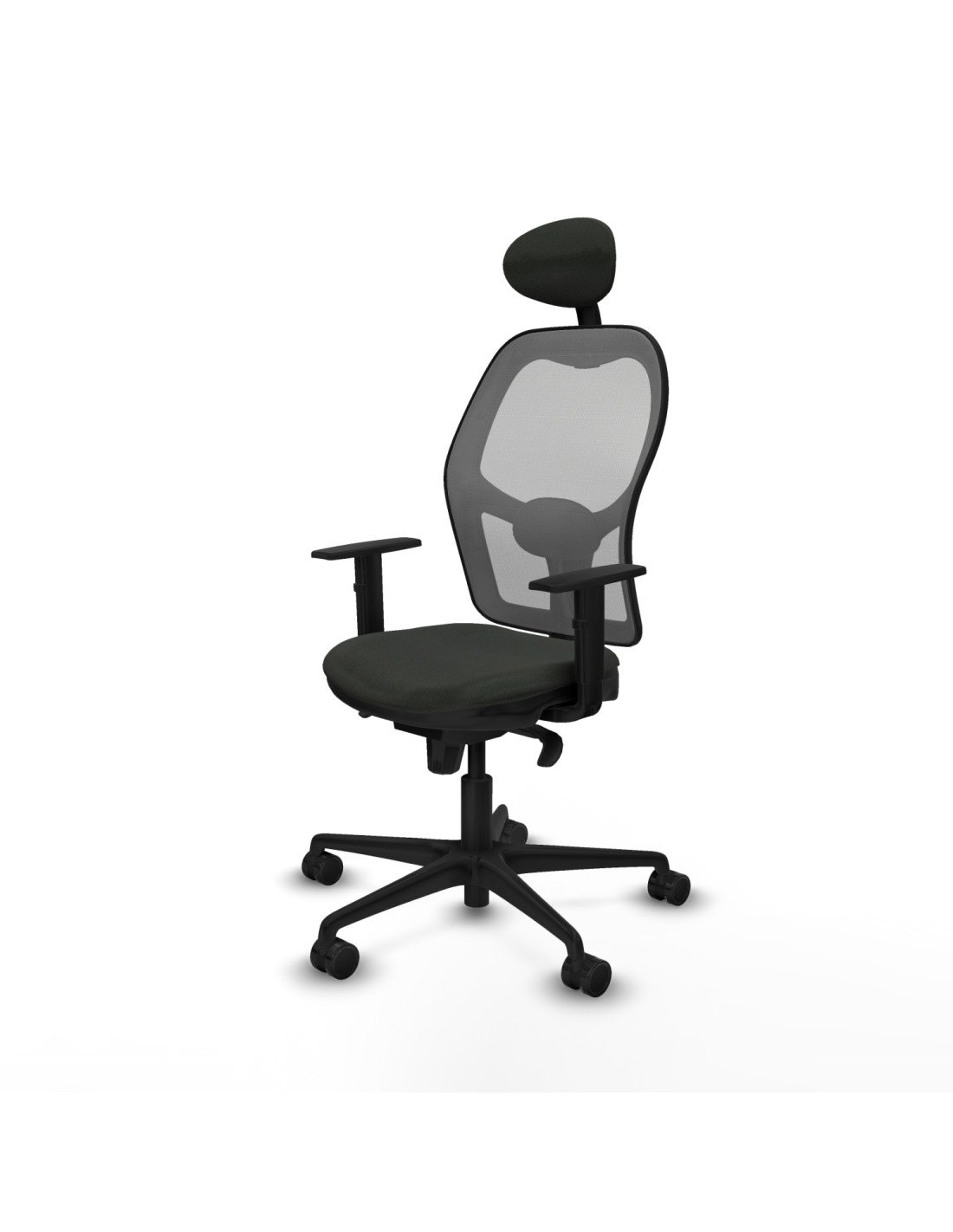 Piqueras y Crespo Jorquera sincro malla gris bali negro brazos 1D base nailon cabecero fijo ruedas 65mm nailon