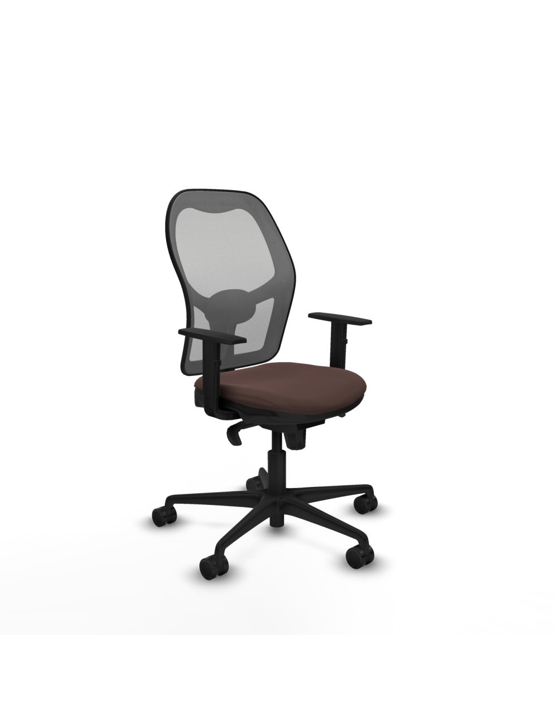 Piqueras y Crespo Jorquera sincro malla gris similpiel marr?n oscuro brazos 1D base nailon  ruedas 65mm nailon