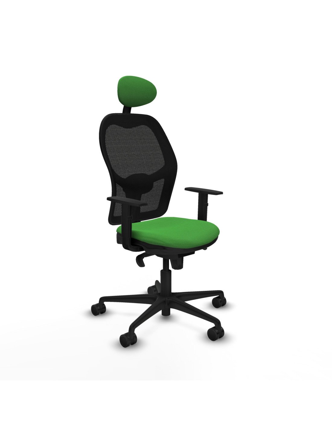 Piqueras y Crespo Jorquera sincro malla negra bali verde brazos 1D base nailon cabecero fijo ruedas 65mm nailon