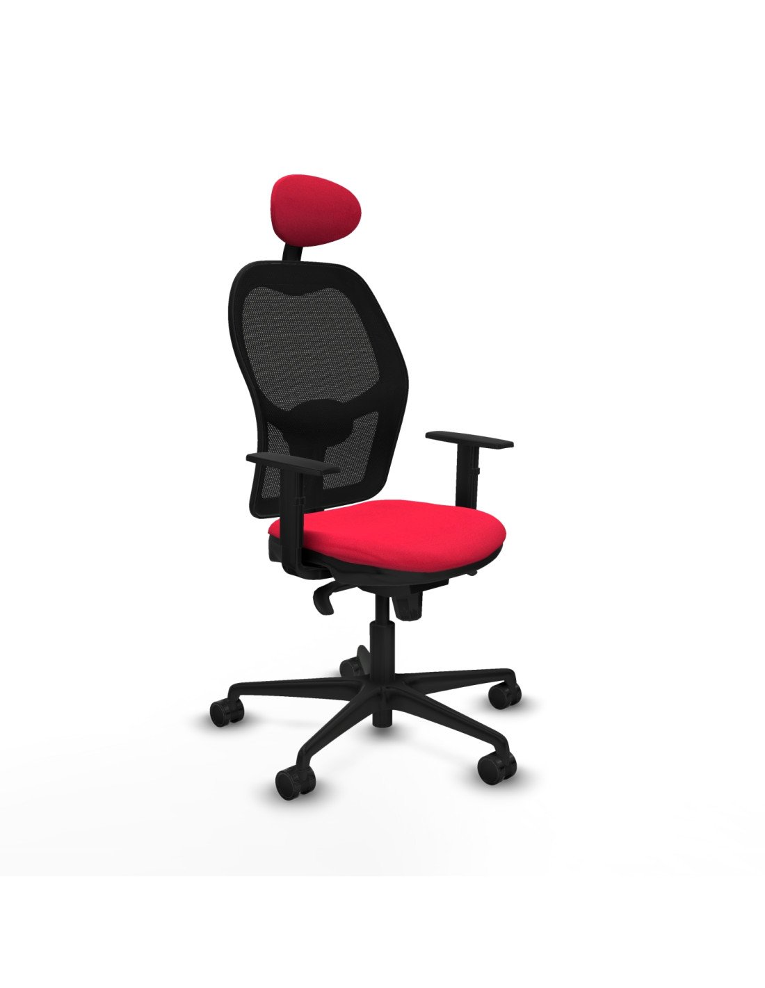 Piqueras y Crespo Jorquera sincro malla negra bali rojo brazos 1D base nailon cabecero fijo ruedas 65mm nailon