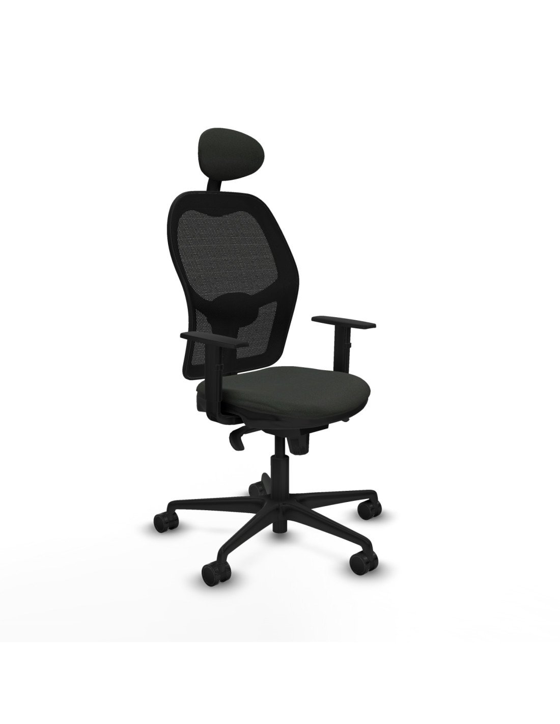 Piqueras y Crespo Jorquera sincro malla negra bali negro brazos 1D base nailon cabecero fijo ruedas 65mm nailon