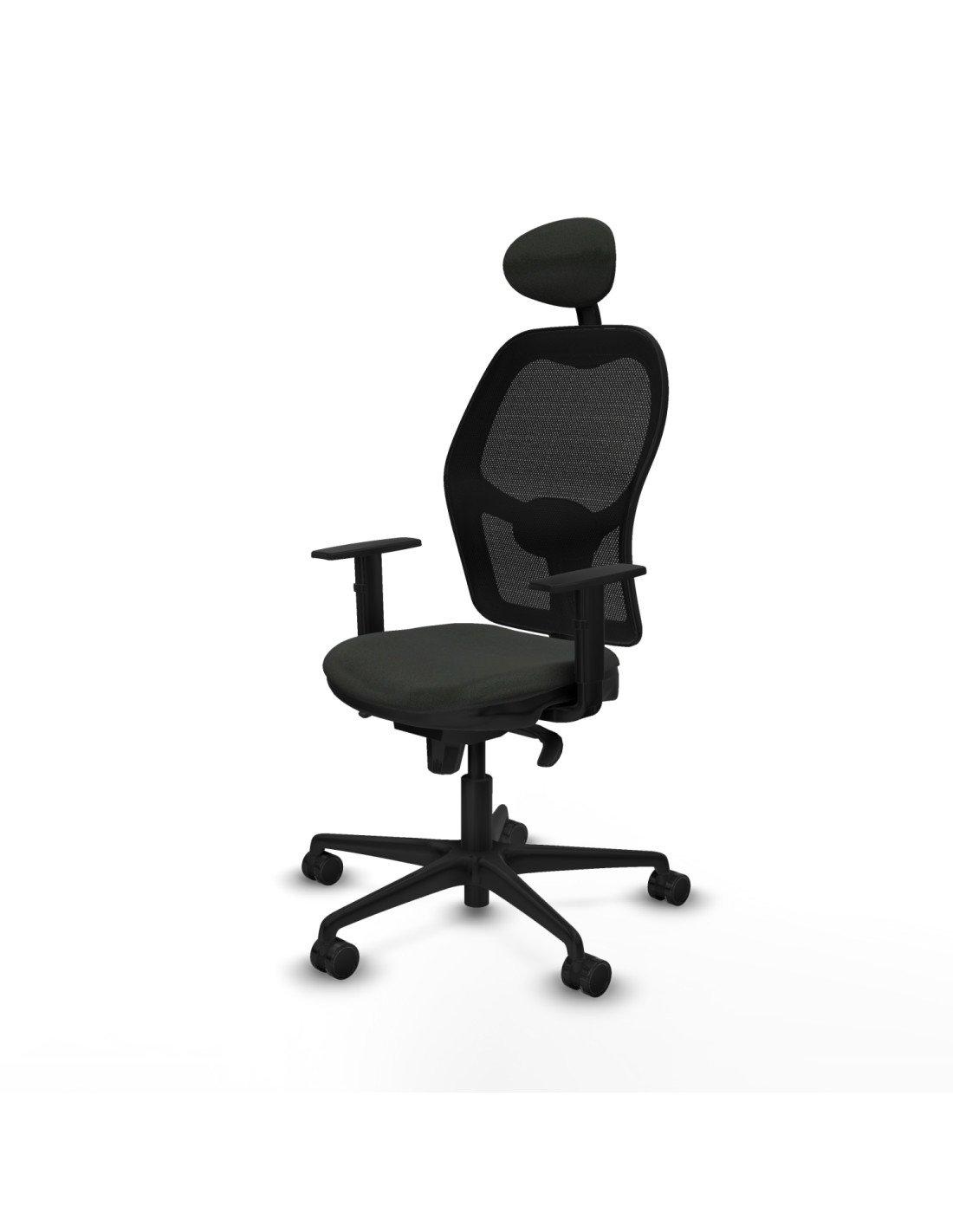 Piqueras y Crespo Jorquera sincro malla negra bali negro brazos 1D base nailon cabecero fijo ruedas 65mm nailon