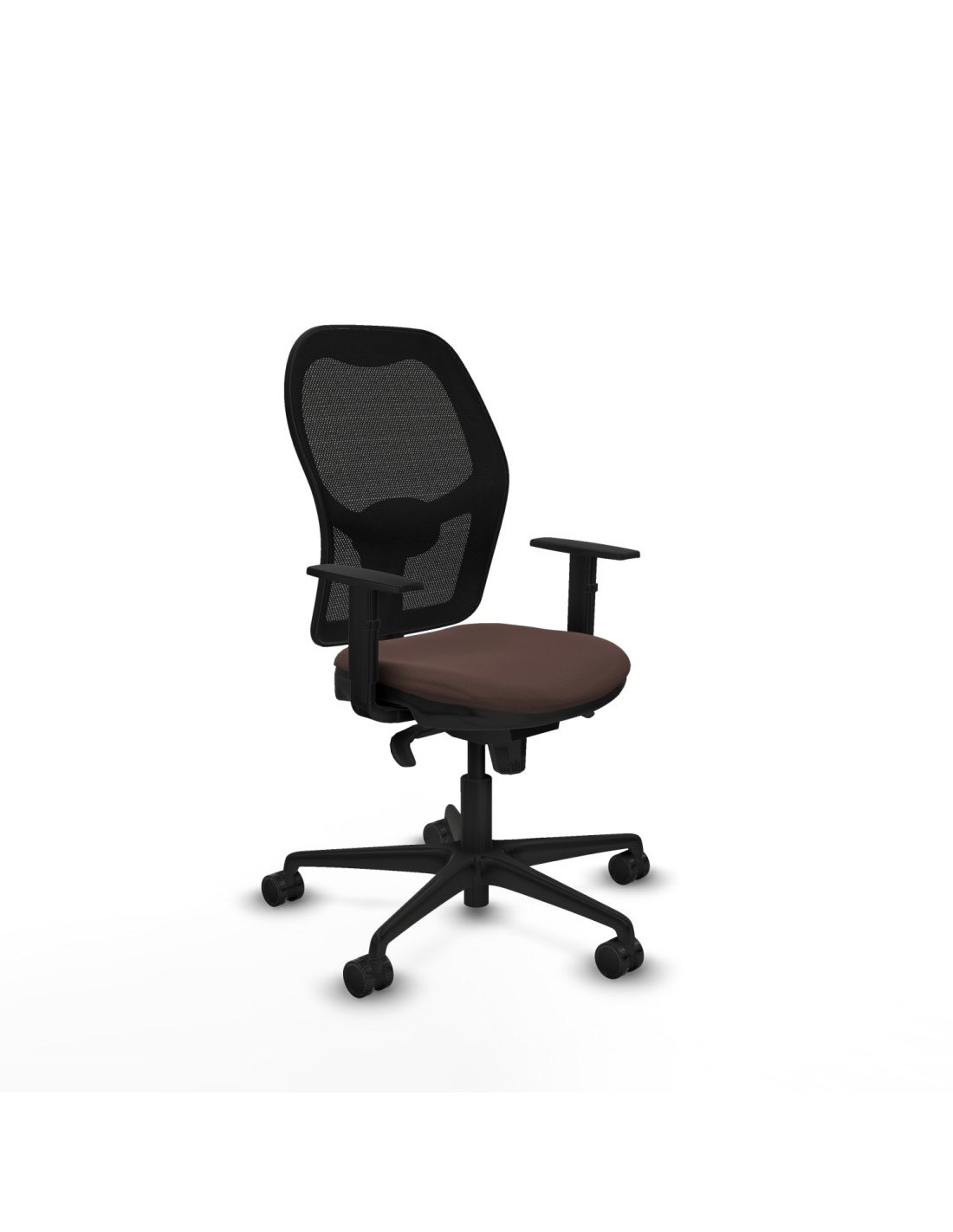 Piqueras y Crespo Jorquera sincro malla negra similpiel marr?n oscuro brazos 1D base nailon  ruedas 65mm nailon