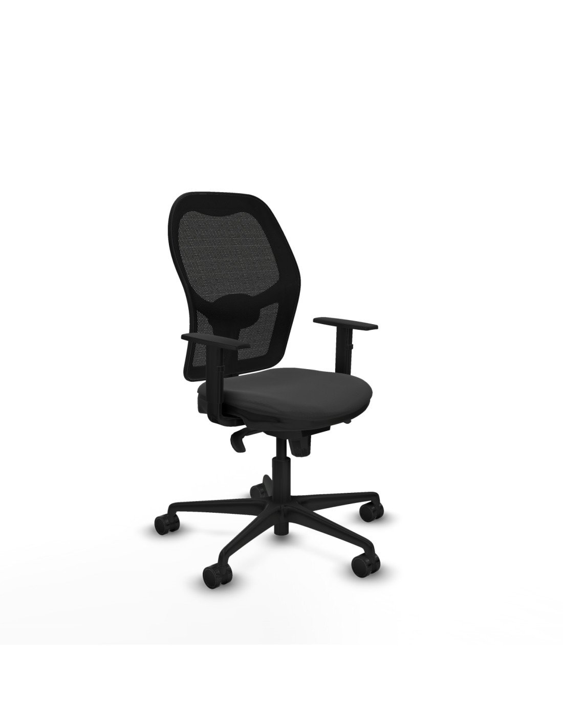 Piqueras y Crespo Jorquera sincro malla negra similpiel gris oscuro brazos 1D base nailon  ruedas 65mm nailon