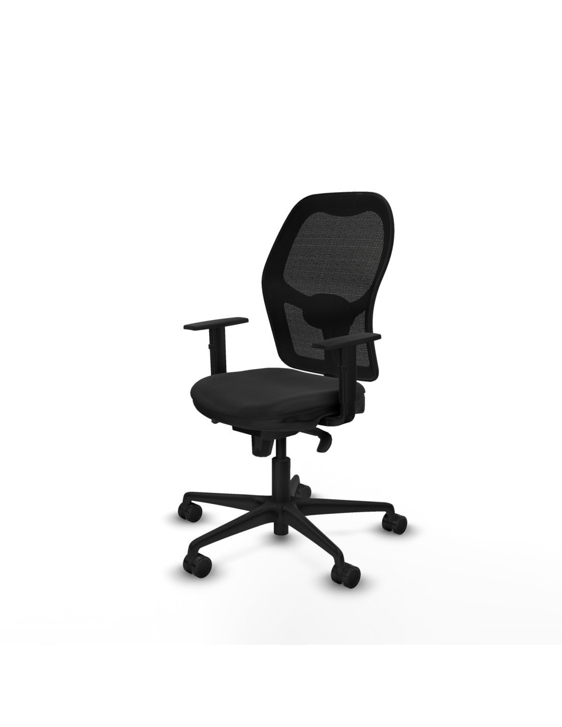 Piqueras y Crespo Jorquera sincro malla negra similpiel negro brazos 1D base nailon  ruedas 65mm nailon