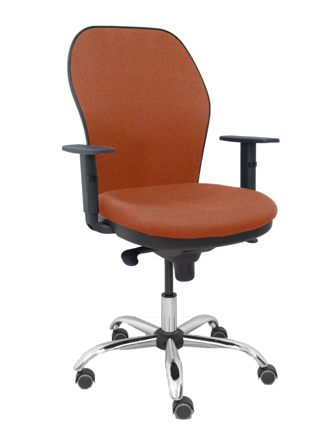 Piqueras y Crespo Silla Jorquera respaldo bali marr?n asiento bali marr?n base cromada y ruedas parqu