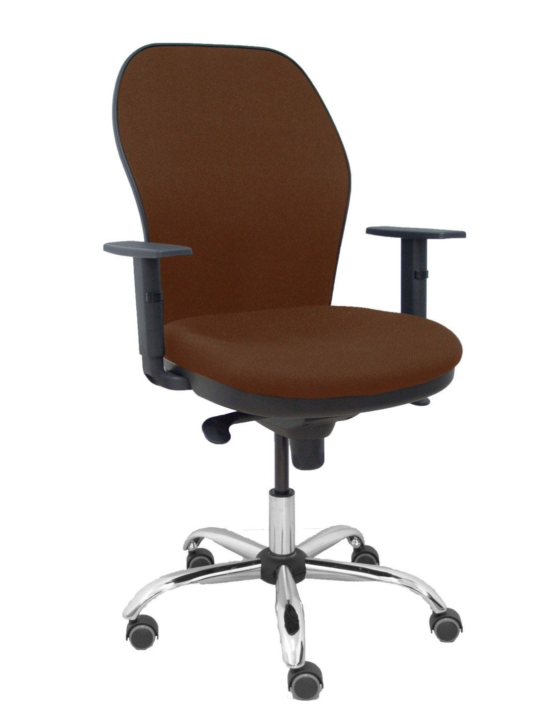 Piqueras y Crespo Silla Jorquera respaldo bali marr?n oscuro asiento bali marr?n oscuro base cromada y ruedas parqu