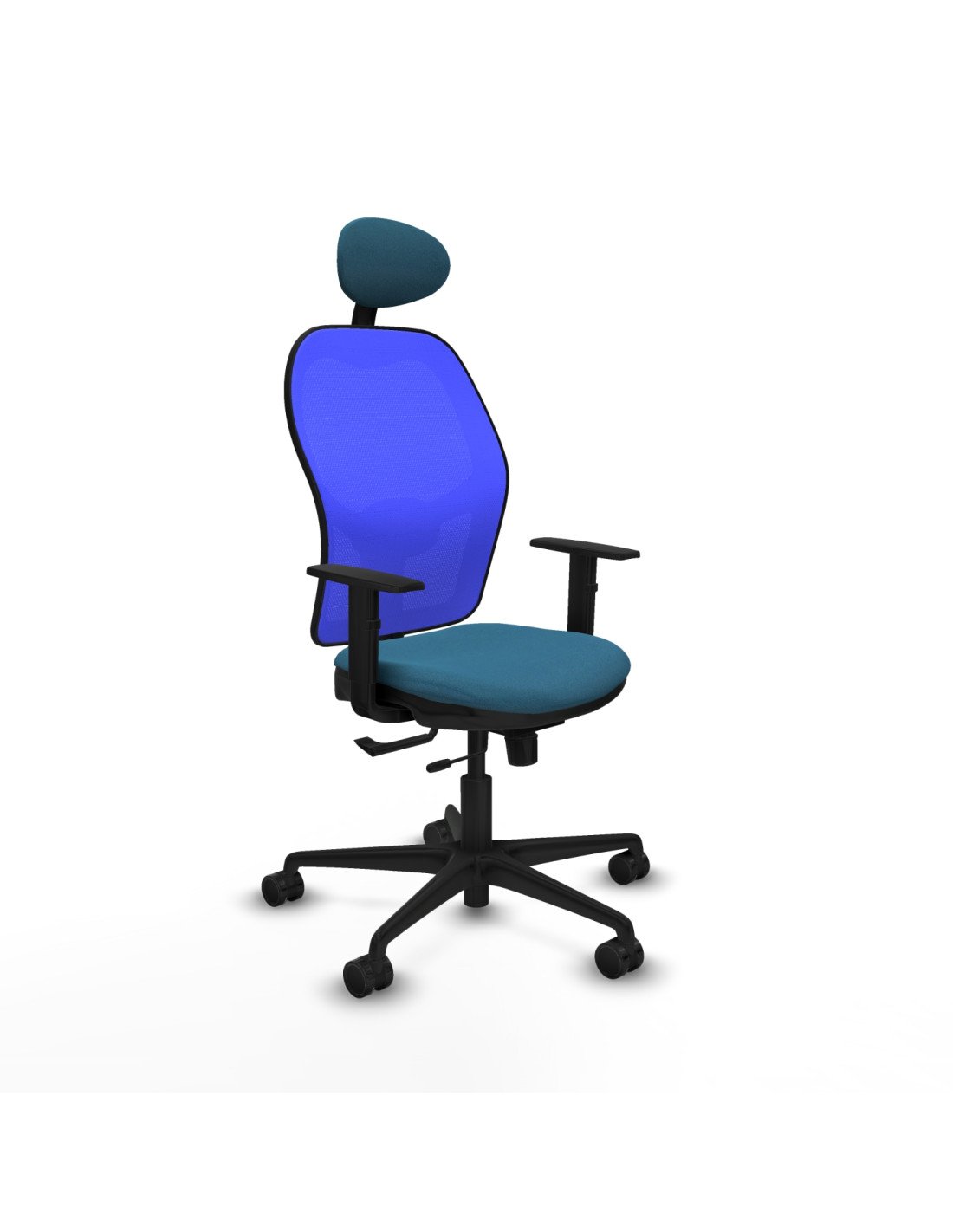 Piqueras y Crespo Jorquera traslack malla azul bali verde petroleo brazos 1D base nailon cabecero fijo ruedas 65mm nailon