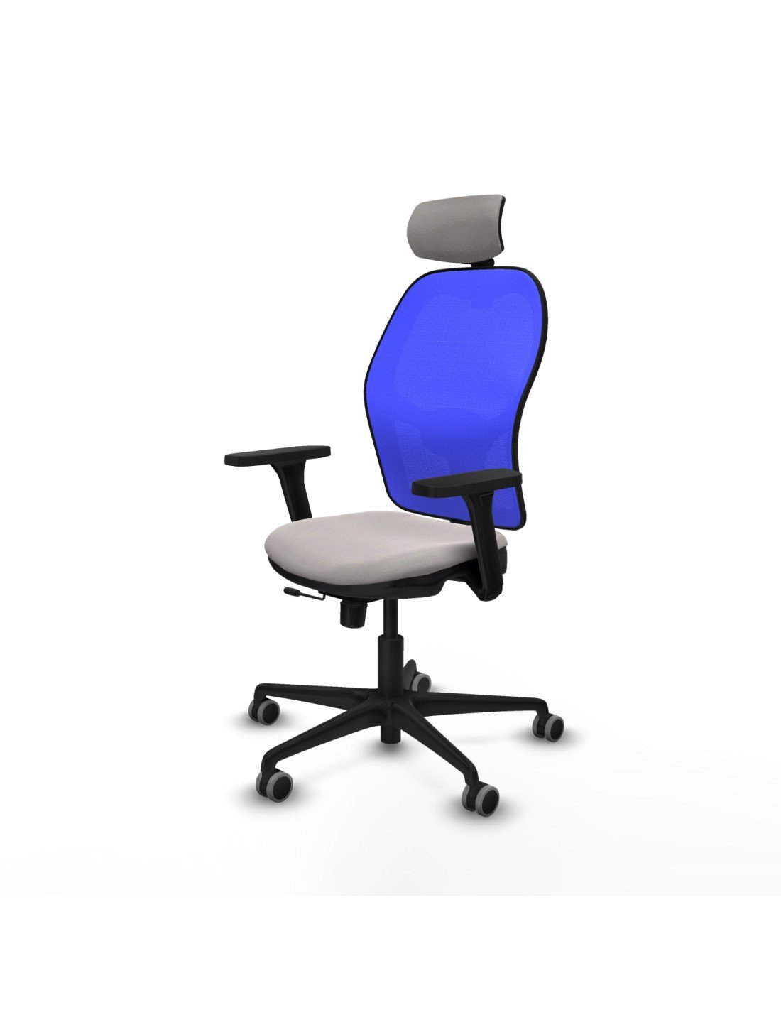 Piqueras y Crespo Jorquera traslack malla azul similpiel blanco brazos 3D base nailon cabecero 2D ruedas 65mm engomada