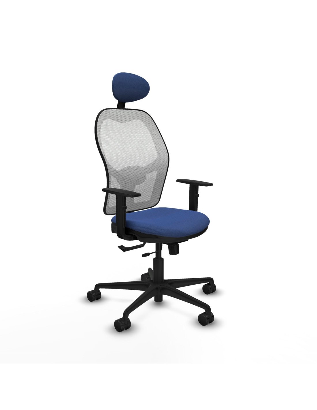 Piqueras y Crespo Jorquera traslack malla blanca bali azul marino brazos 1D base nailon cabecero fijo ruedas 65mm nailon