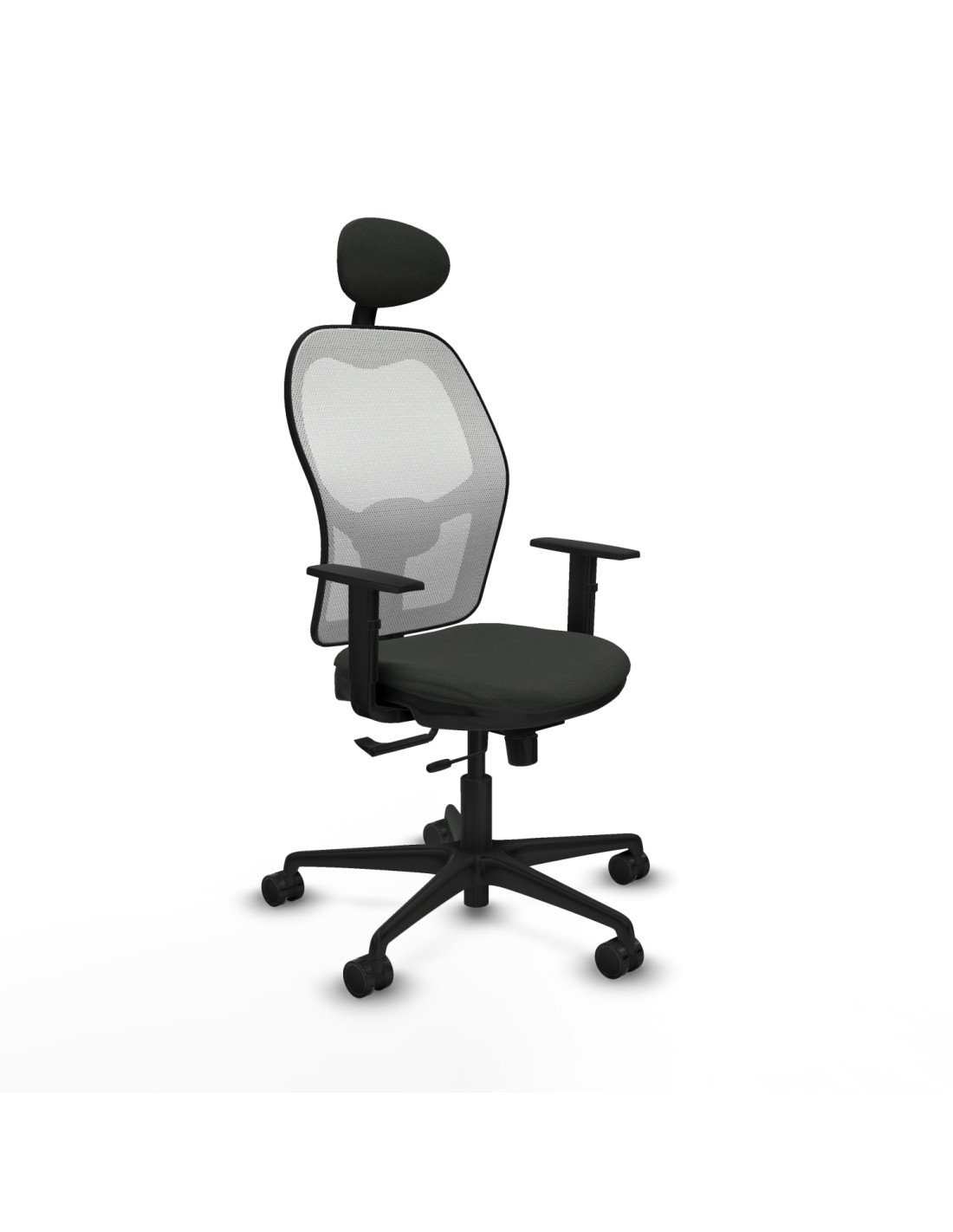 Piqueras y Crespo Jorquera traslack malla blanca bali negro brazos 1D base nailon cabecero fijo ruedas 65mm nailon