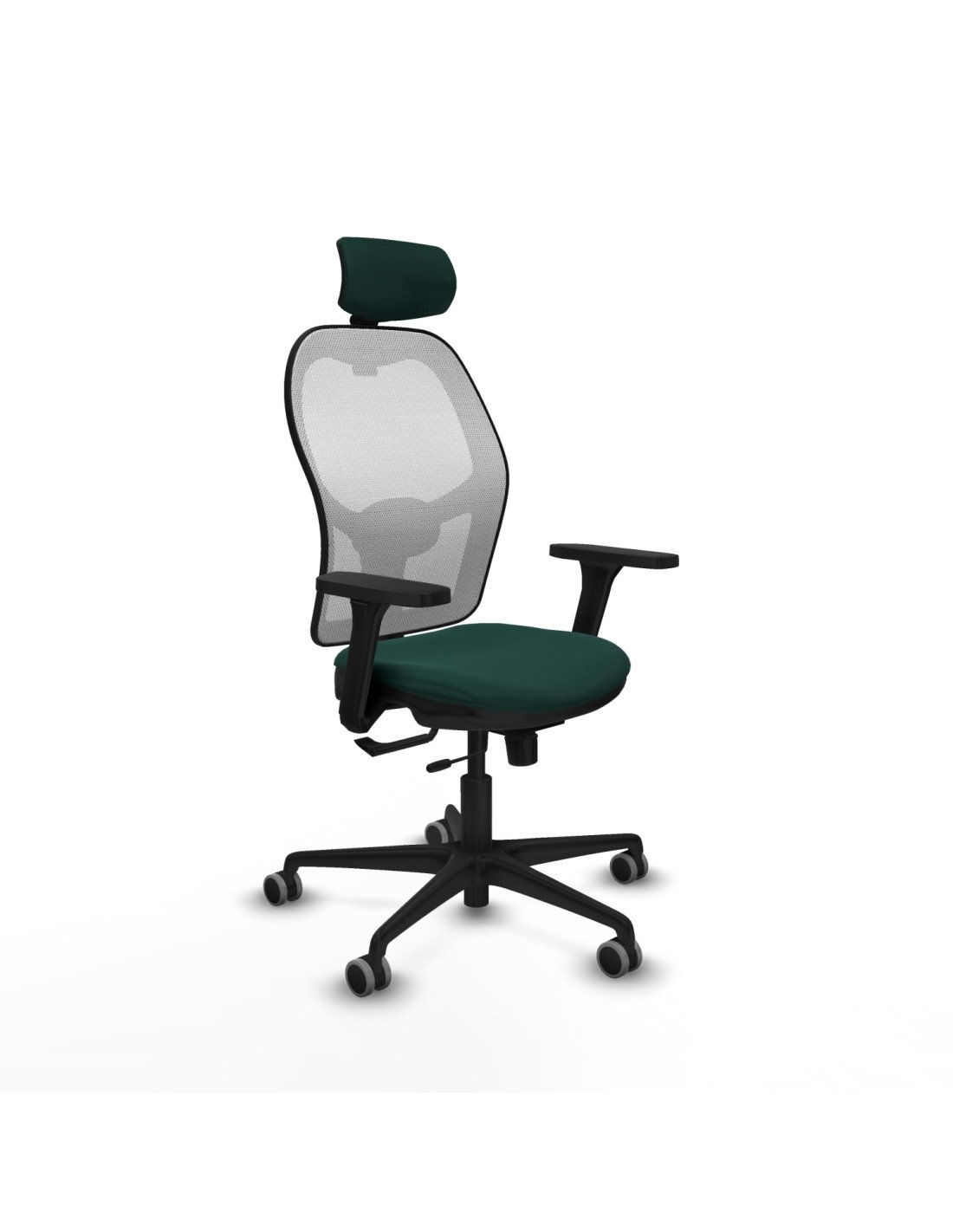 Piqueras y Crespo Jorquera traslack malla blanca similpiel verde botella brazos 3D base nailon cabecero 2D ruedas 65mm engomada