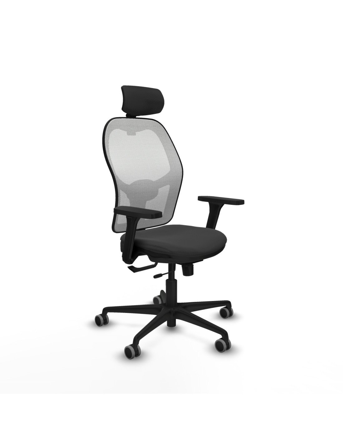 Piqueras y Crespo Jorquera traslack malla blanca similpiel gris oscuro brazos 3D base nailon cabecero 2D ruedas 65mm engomada