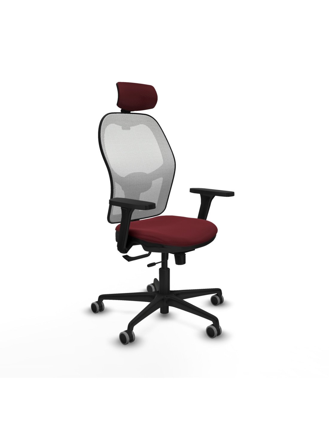 Piqueras y Crespo Jorquera traslack malla blanca similpiel granate brazos 3D base nailon cabecero 2D ruedas 65mm engomada