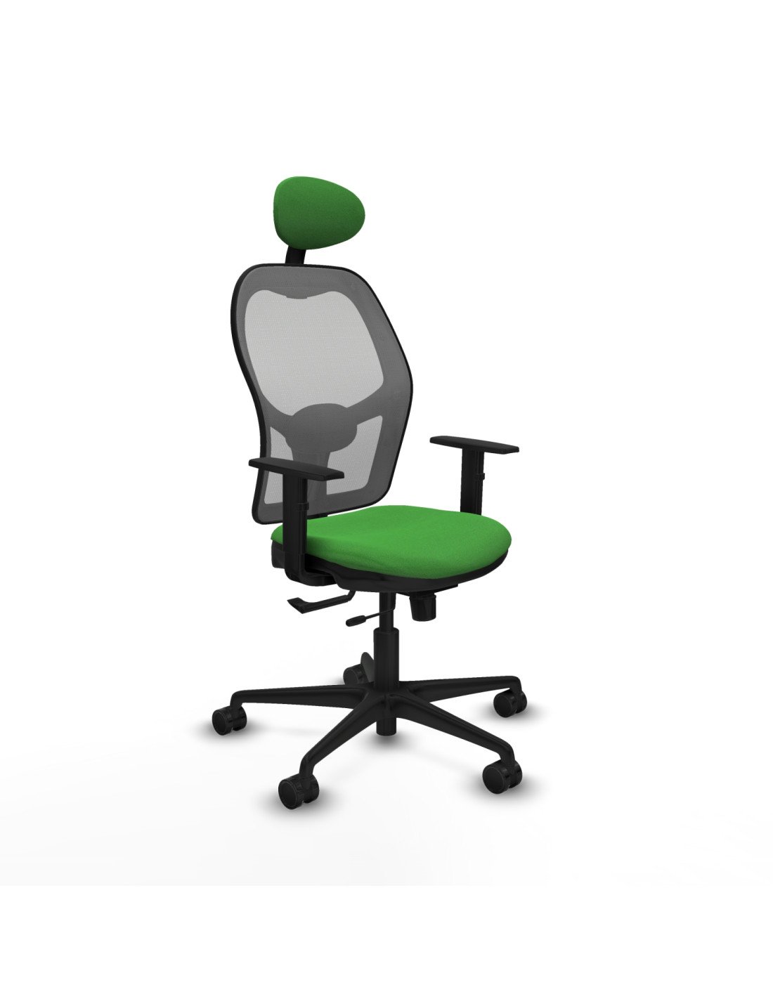 Piqueras y Crespo Jorquera traslack malla gris bali verde brazos 1D base nailon cabecero fijo ruedas 65mm nailon