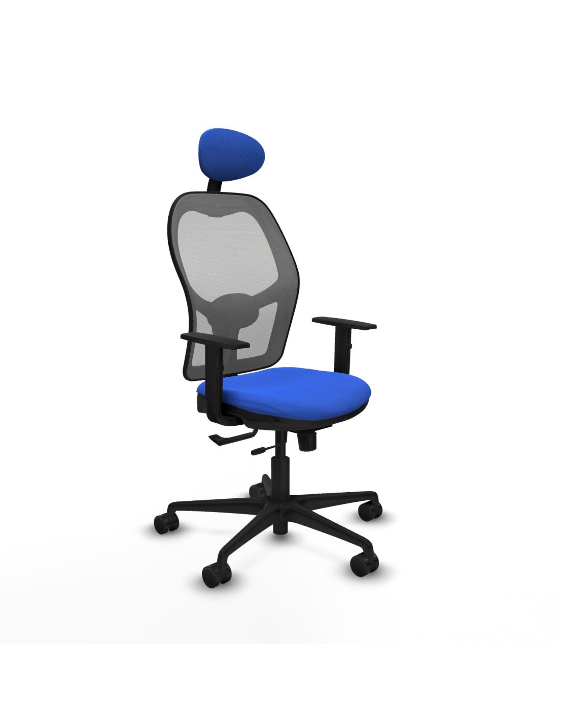 Piqueras y Crespo Jorquera traslack malla gris bali azul brazos 1D base nailon cabecero fijo ruedas 65mm nailon