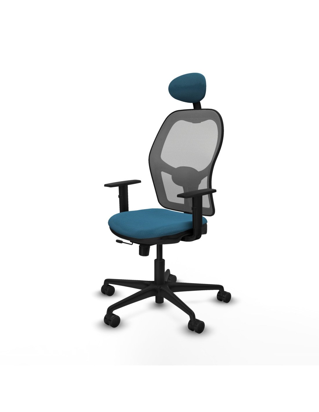 Piqueras y Crespo Jorquera traslack malla gris bali verde petroleo brazos 1D base nailon cabecero fijo ruedas 65mm nailon