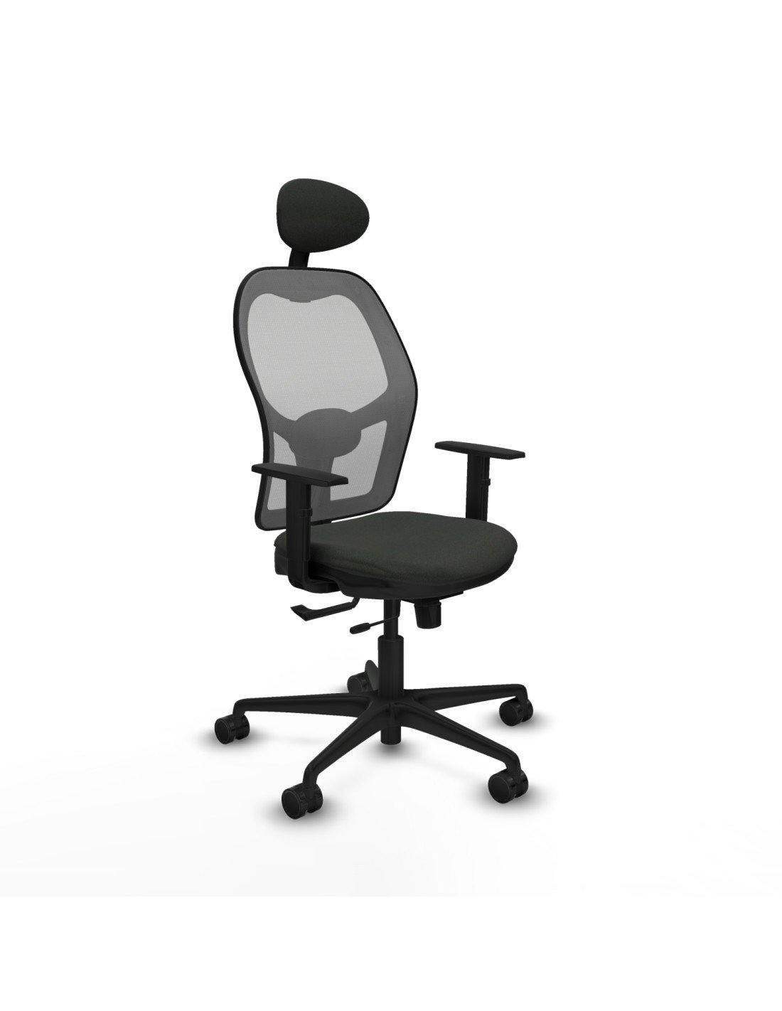 Piqueras y Crespo Jorquera traslack malla gris bali negro brazos 1D base nailon cabecero fijo ruedas 65mm nailon