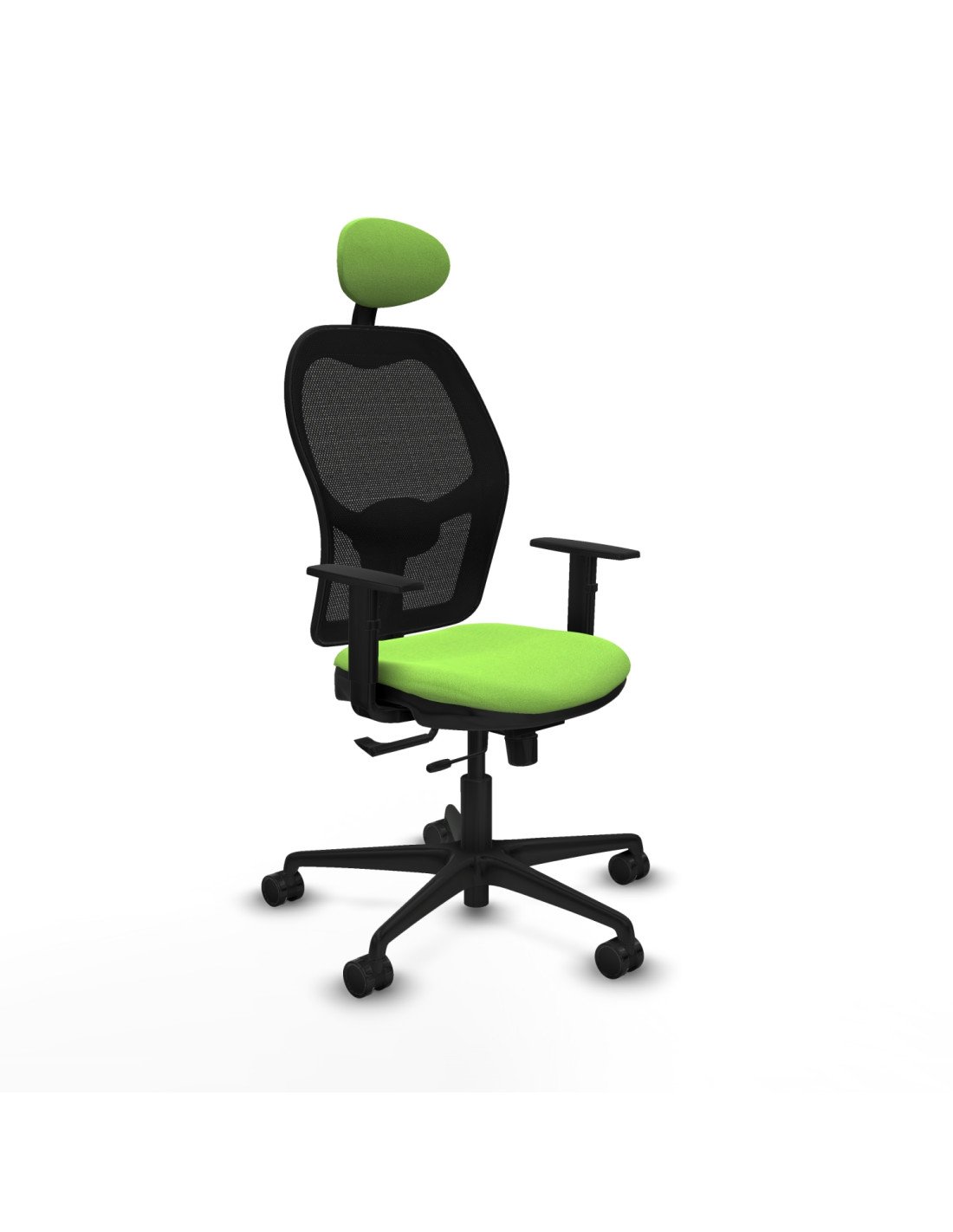 Piqueras y Crespo Jorquera traslack malla negra bali pistacho brazos 1D base nailon cabecero fijo ruedas 65mm nailon