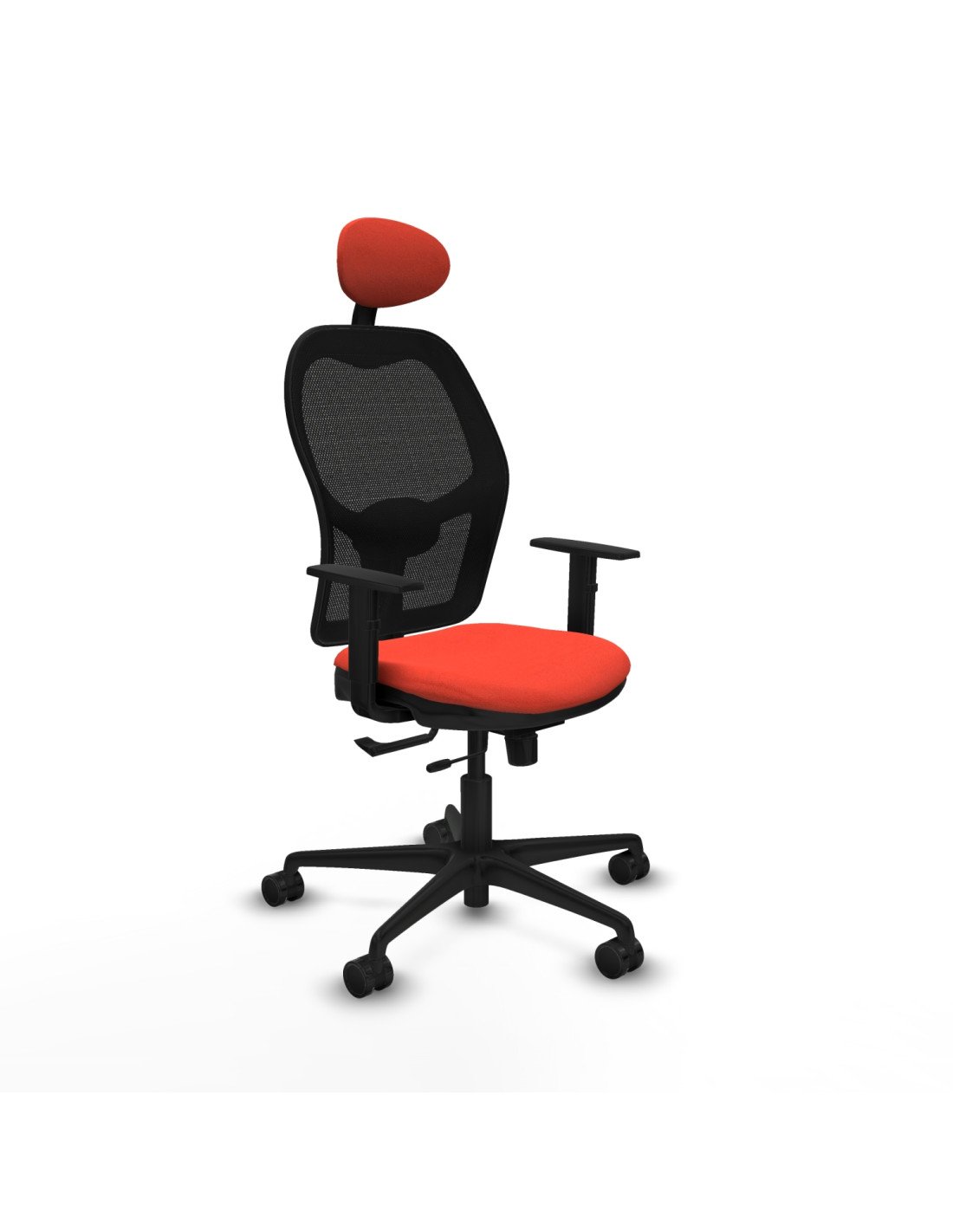 Piqueras y Crespo Jorquera traslack malla negra bali naranja oscuro brazos 1D base nailon cabecero fijo ruedas 65mm nailon