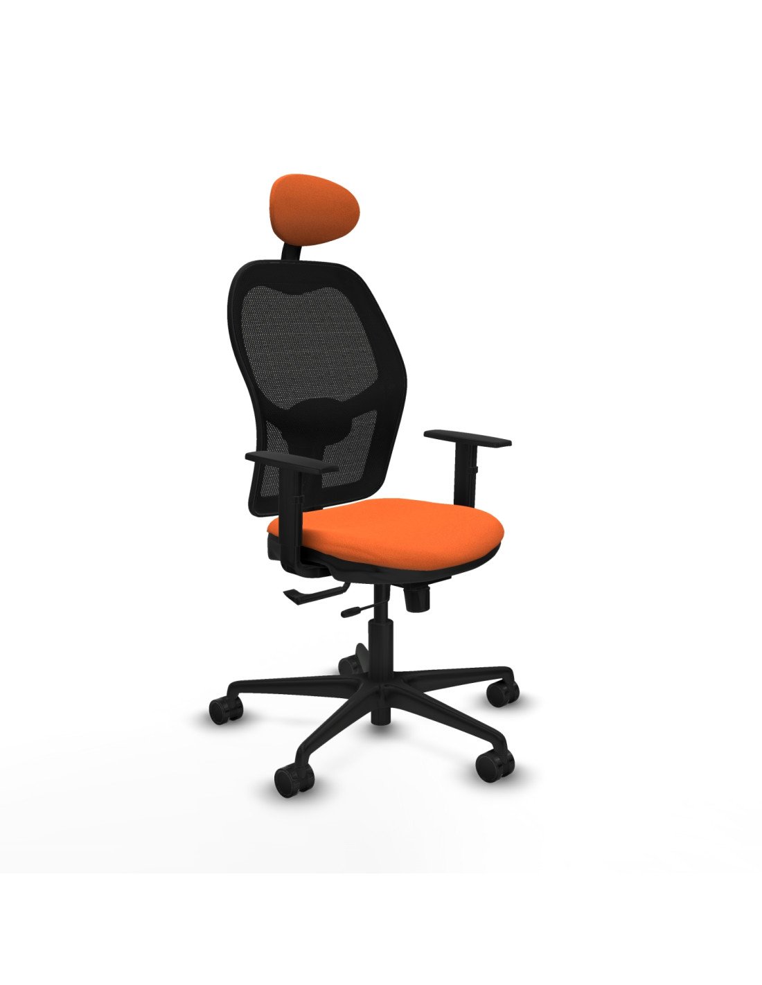 Piqueras y Crespo Jorquera traslack malla negra bali naranja brazos 1D base nailon cabecero fijo ruedas 65mm nailon