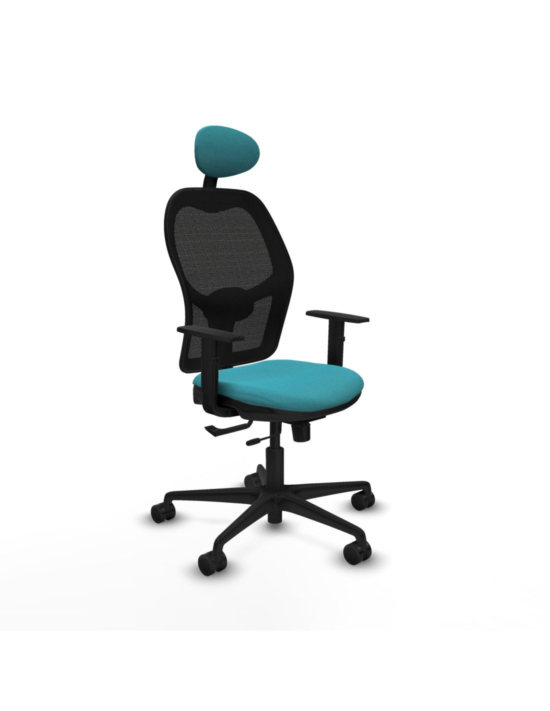 Piqueras y Crespo Jorquera traslack malla negra bali turquesa brazos 1D base nailon cabecero fijo ruedas 65mm nailon