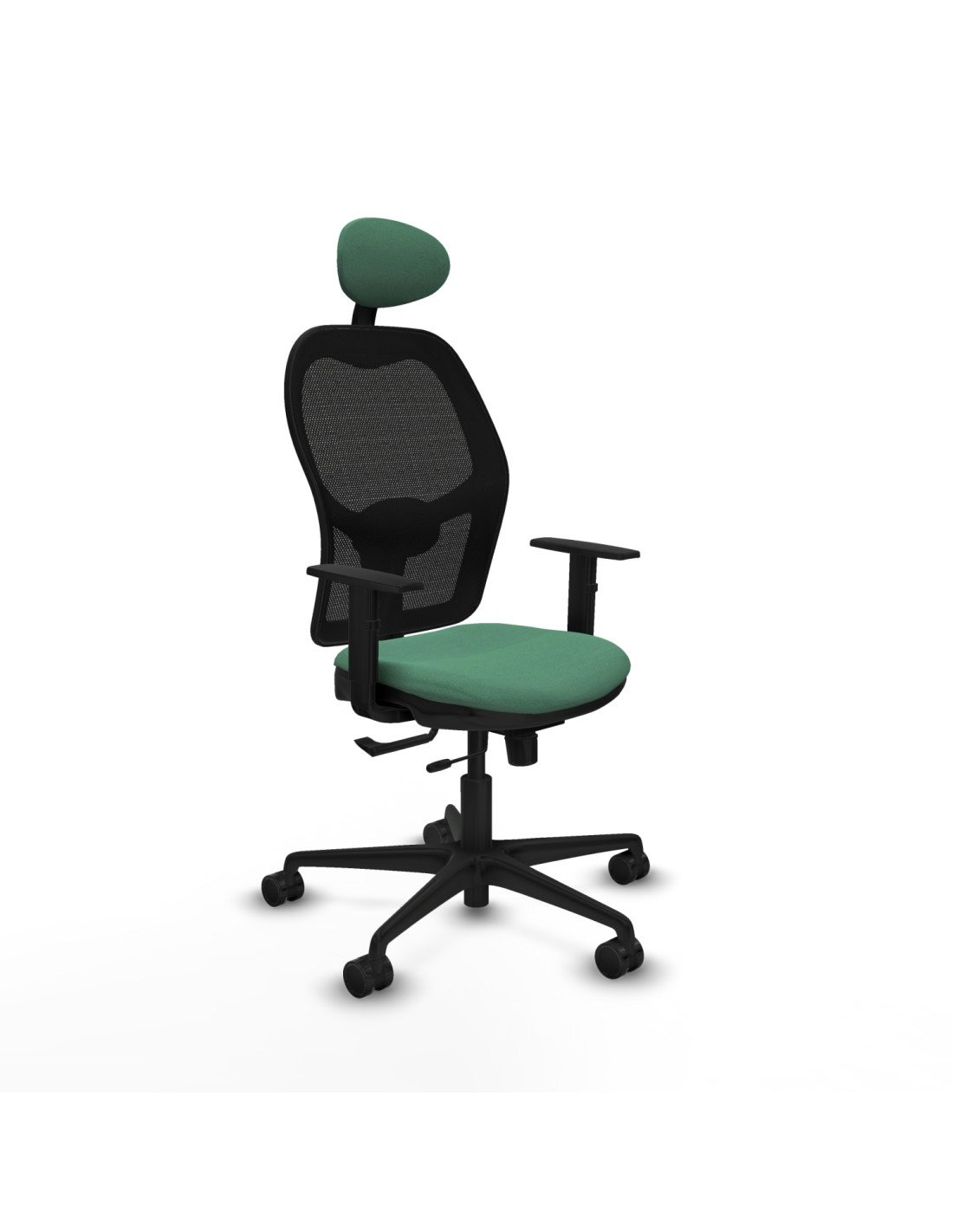 Piqueras y Crespo Jorquera traslack malla negra bali verde esmeralda brazos 1D base nailon cabecero fijo ruedas 65mm nailon