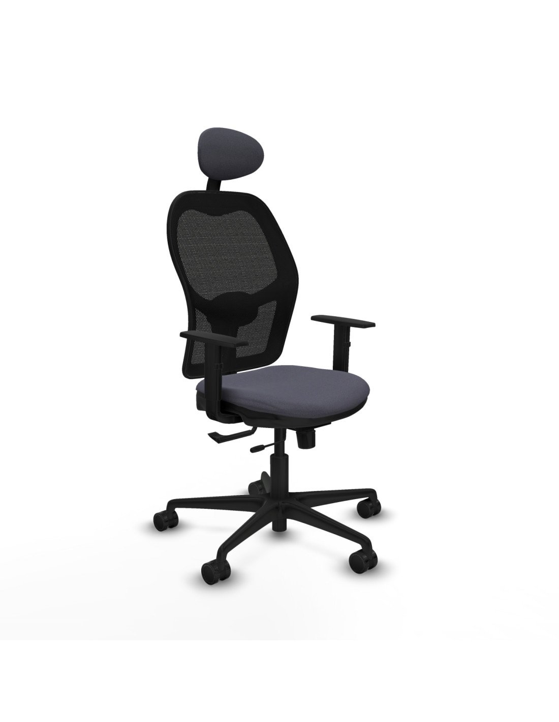 Piqueras y Crespo Jorquera traslack malla negra bali gris oscuro brazos 1D base nailon cabecero fijo ruedas 65mm nailon