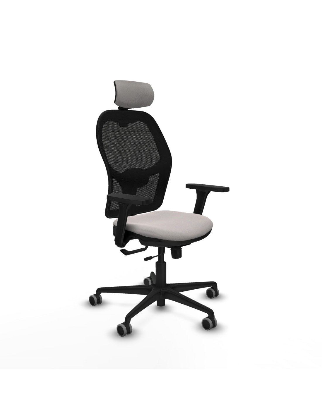 Piqueras y Crespo Jorquera traslack malla negra similpiel blanco brazos 3D base nailon cabecero 2D ruedas 65mm engomada