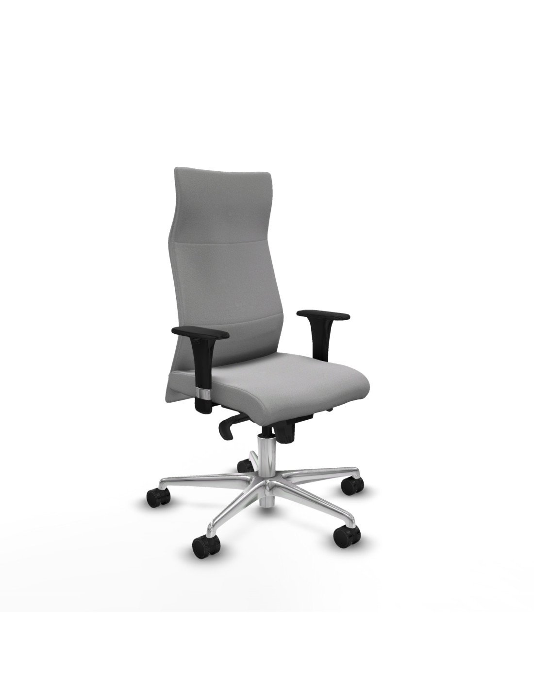 Piqueras y Crespo Albacete direcci?n sincro bali gris claro brazos 1D cromados base aluminio ruedas 65 nailon