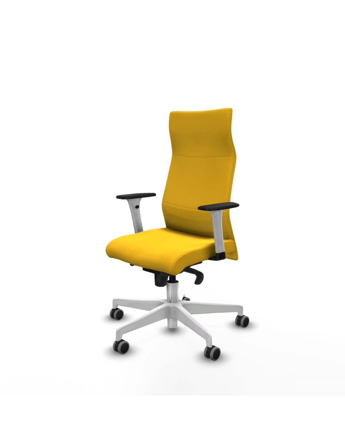 Piqueras y Crespo Albacete direcci?n sincro similpiel amarillo brazos 1D blancos base blanca ruedas 65 engomadas