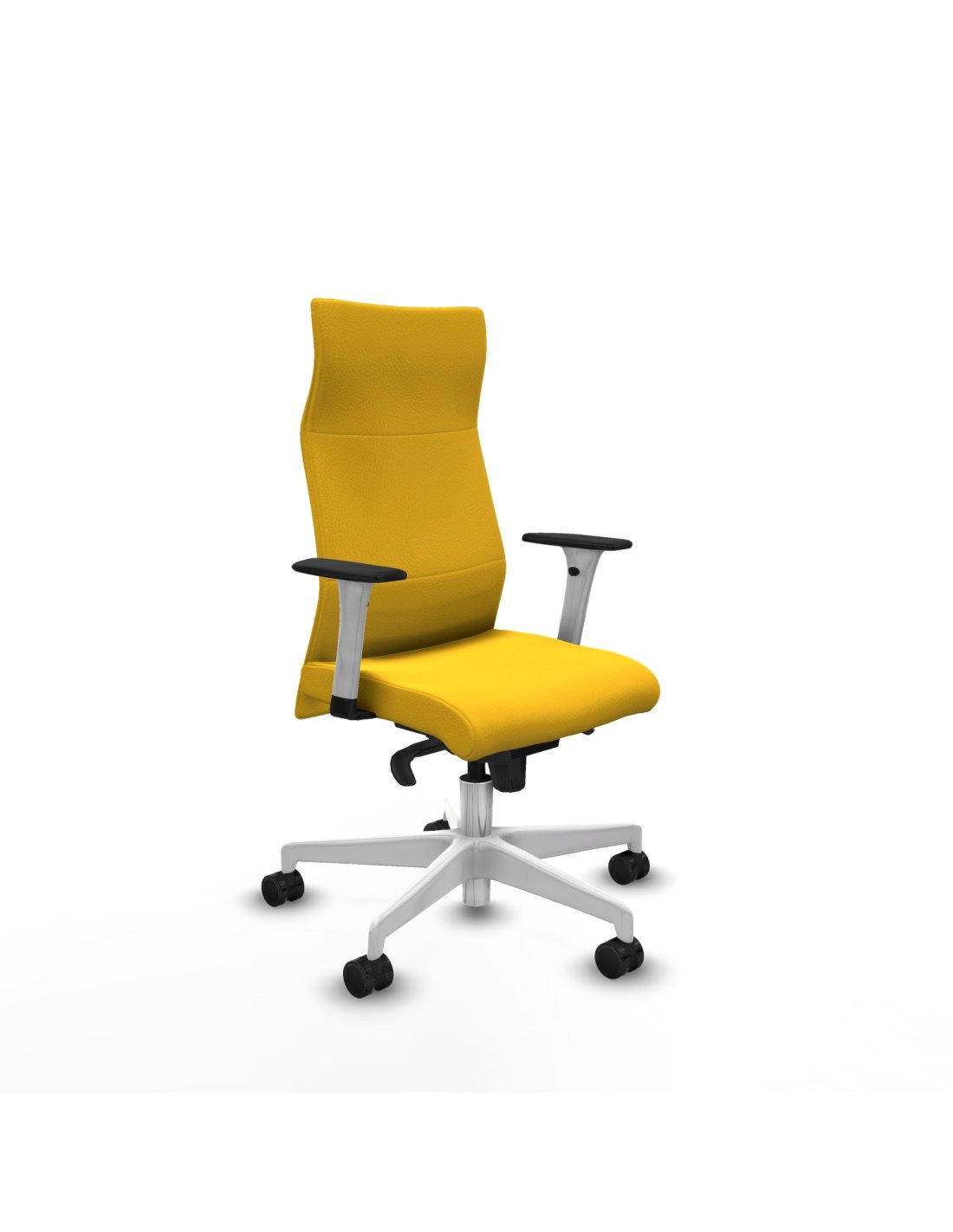 Piqueras y Crespo Albacete direcci?n sincro similpiel amarillo brazos 1D blancos base blanca ruedas 65 nailon