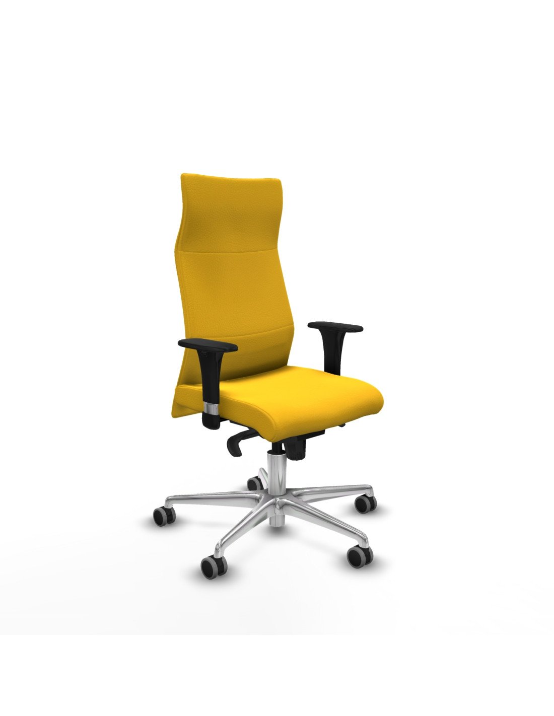 Piqueras y Crespo Albacete direcci?n sincro similpiel amarillo brazos 1D cromados base aluminio ruedas 65 engomadas