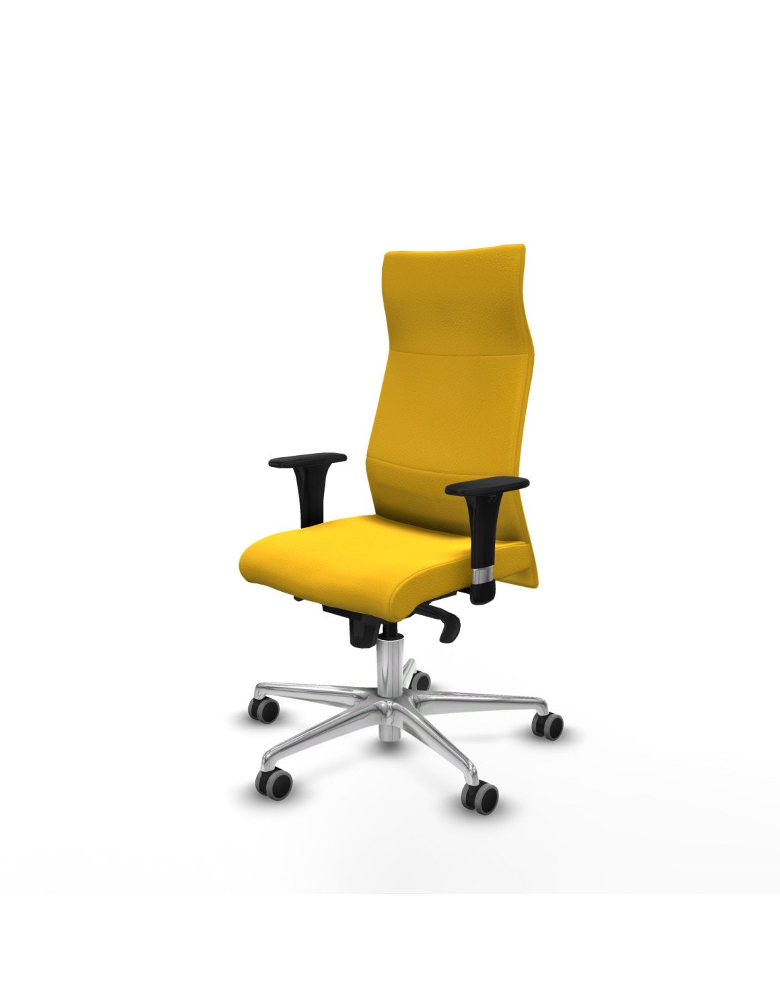 Piqueras y Crespo Albacete direcci?n sincro similpiel amarillo brazos 1D cromados base aluminio ruedas 65 engomadas