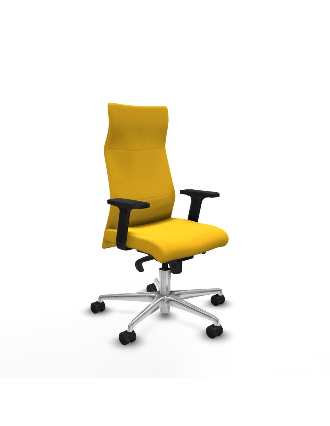 Piqueras y Crespo Albacete direcci?n sincro similpiel amarillo brazos 2D base aluminio ruedas 65 nailon