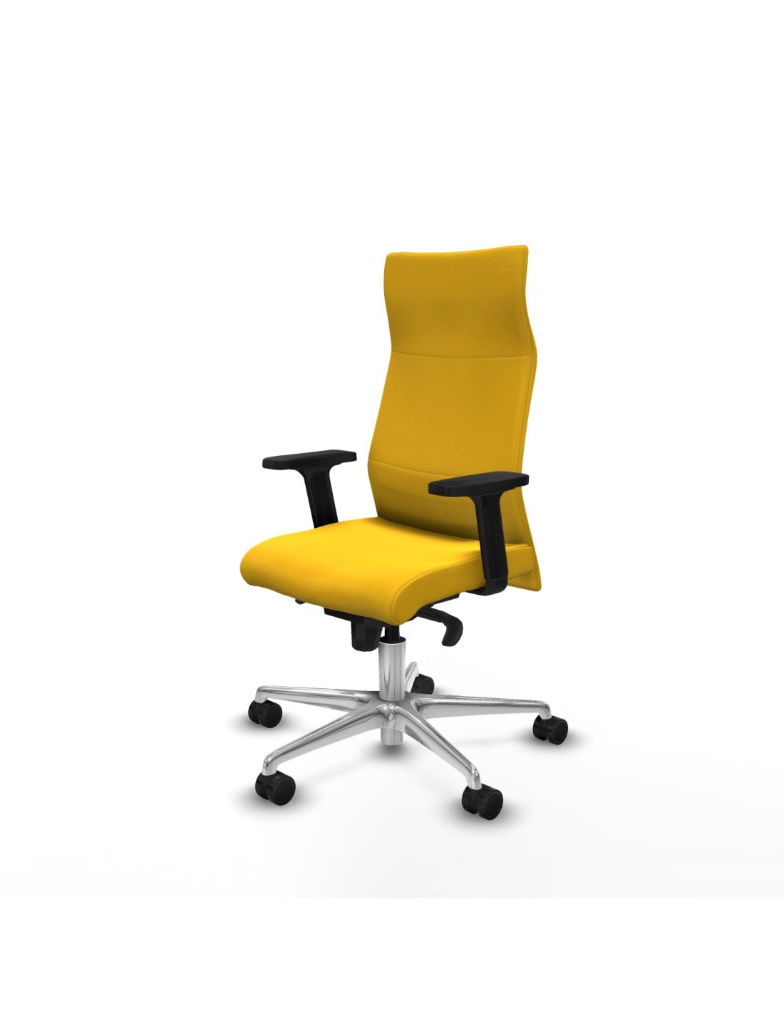 Piqueras y Crespo Albacete direcci?n sincro similpiel amarillo brazos 2D base aluminio ruedas 65 nailon