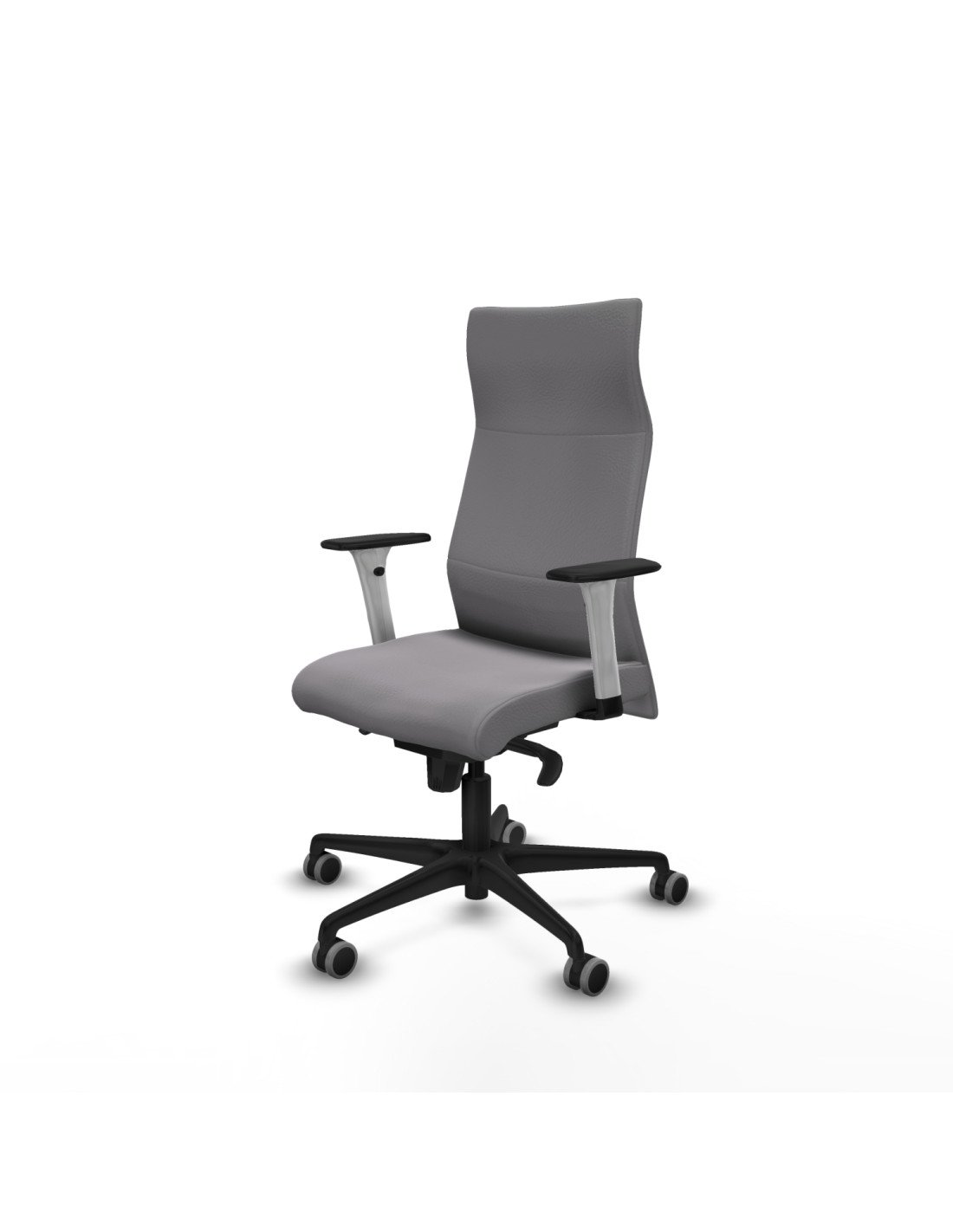 Piqueras y Crespo Albacete direcci?n sincro similpiel gris brazos 1D blancos base nailon ruedas 65 engomadas