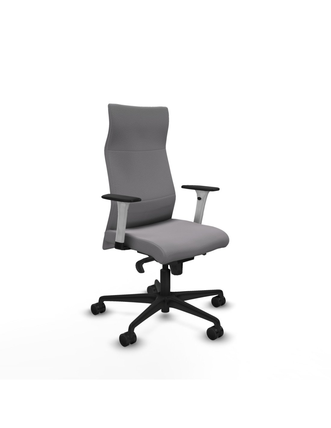 Piqueras y Crespo Albacete direcci?n sincro similpiel gris brazos 1D blancos base nailon ruedas 65 nailon