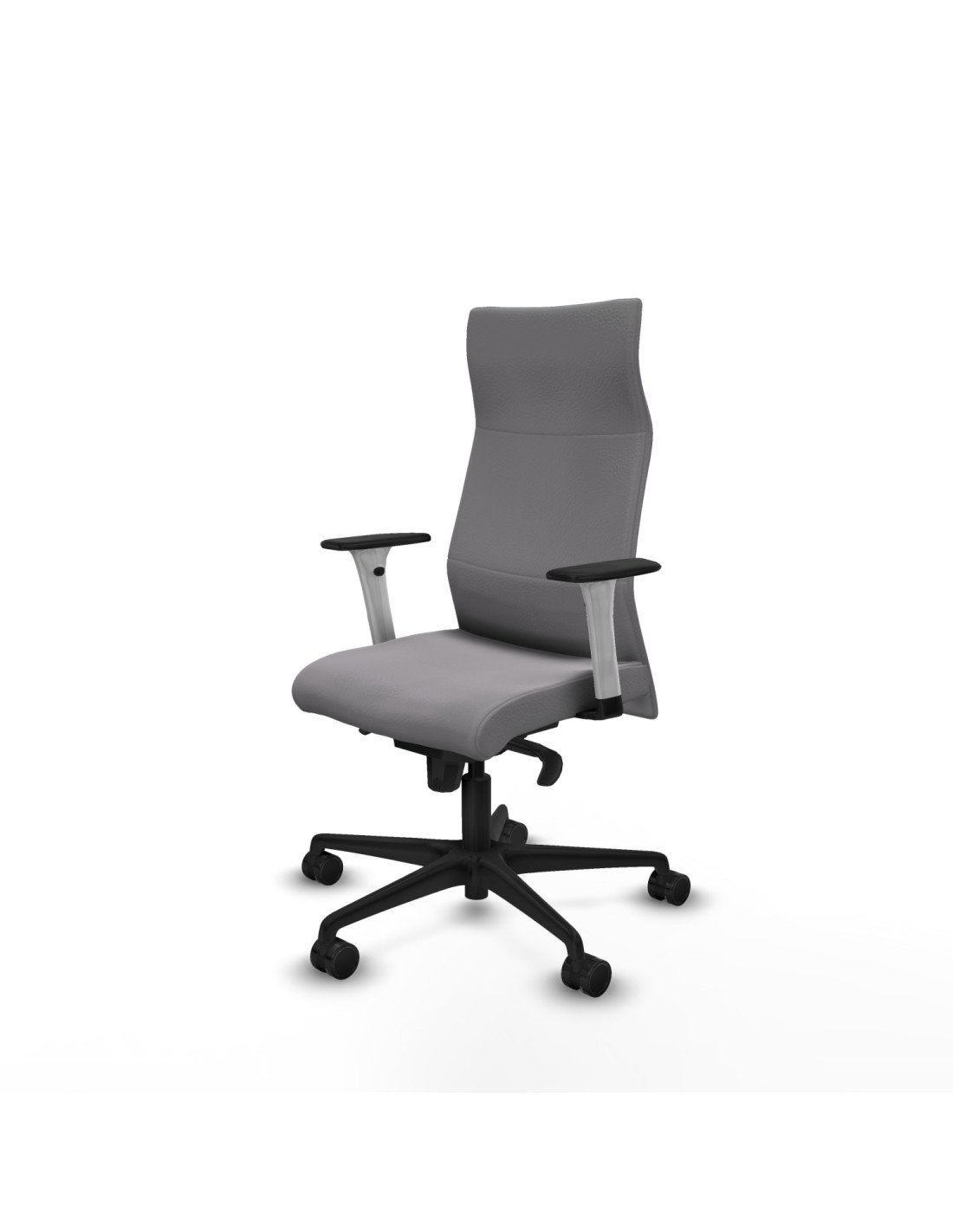 Piqueras y Crespo Albacete direcci?n sincro similpiel gris brazos 1D blancos base nailon ruedas 65 nailon