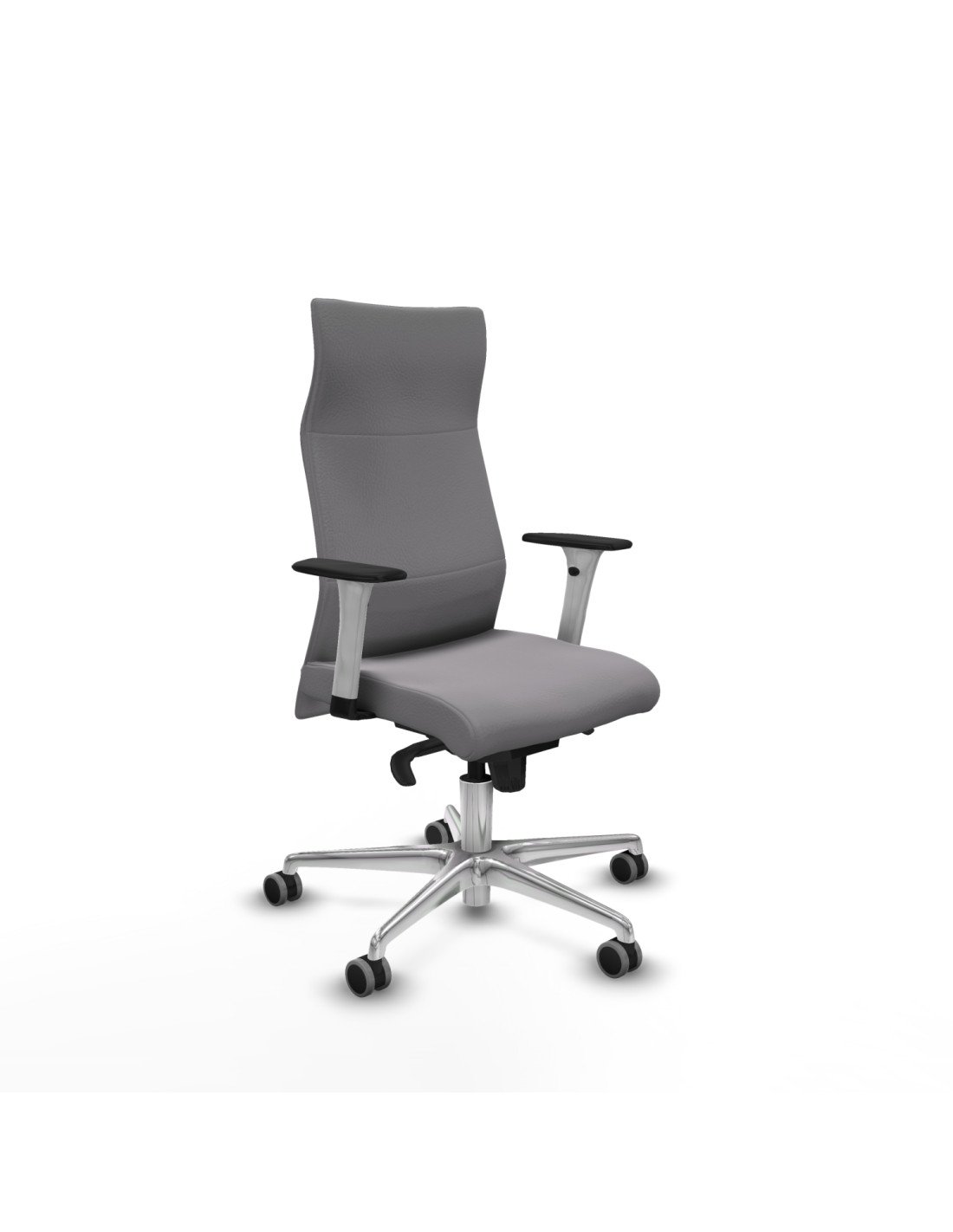 Piqueras y Crespo Albacete direcci?n sincro similpiel gris brazos 1D blancos base aluminio ruedas 65 engomadas